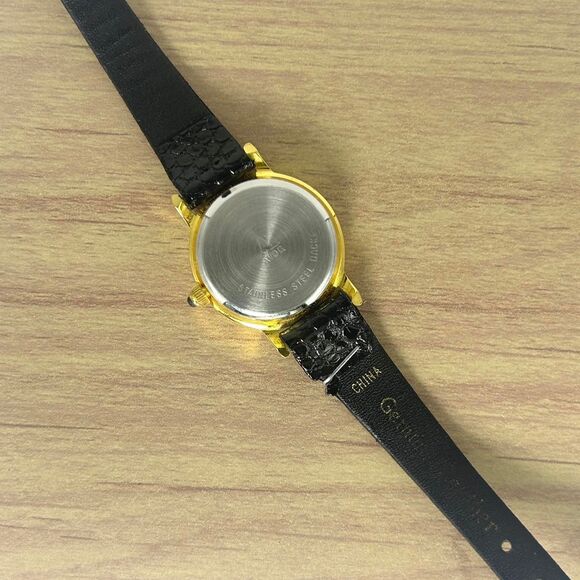 Ladies Avon Stunning Gold Tone Black Leather Band Analog Quartz Watch - Picture 4 of 6